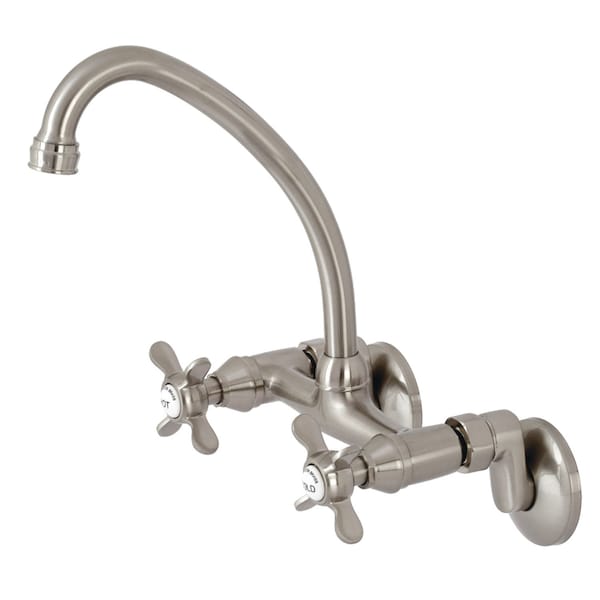 KS114SN Essex Two Handle Wall Mount Kitchen Faucet, Brushed Nickel